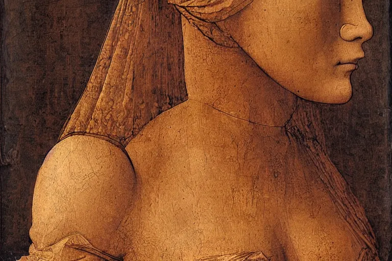 Prompt: Big and strong heavily armored woman | Leonardo Da Vinci | frontal view |