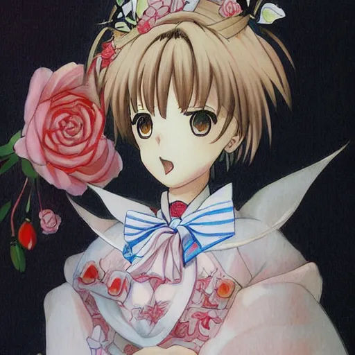 Image similar to Sakura from Cardcaptor Sakura painting masterpiece by Kim Jung gi