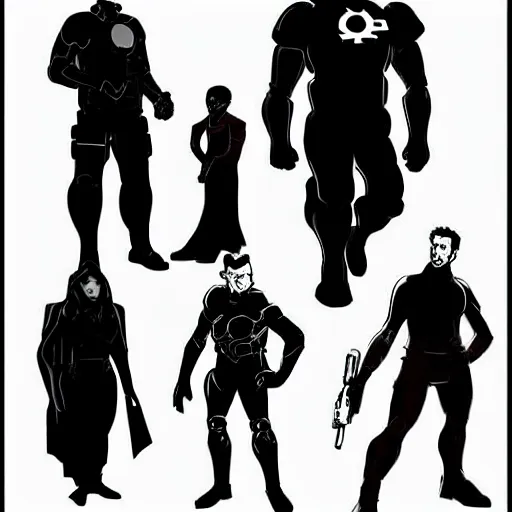 Image similar to stylized proportions, human character, large shoulders, long legs, the expanse tv series, in the style of mike mignola, trending on artstation