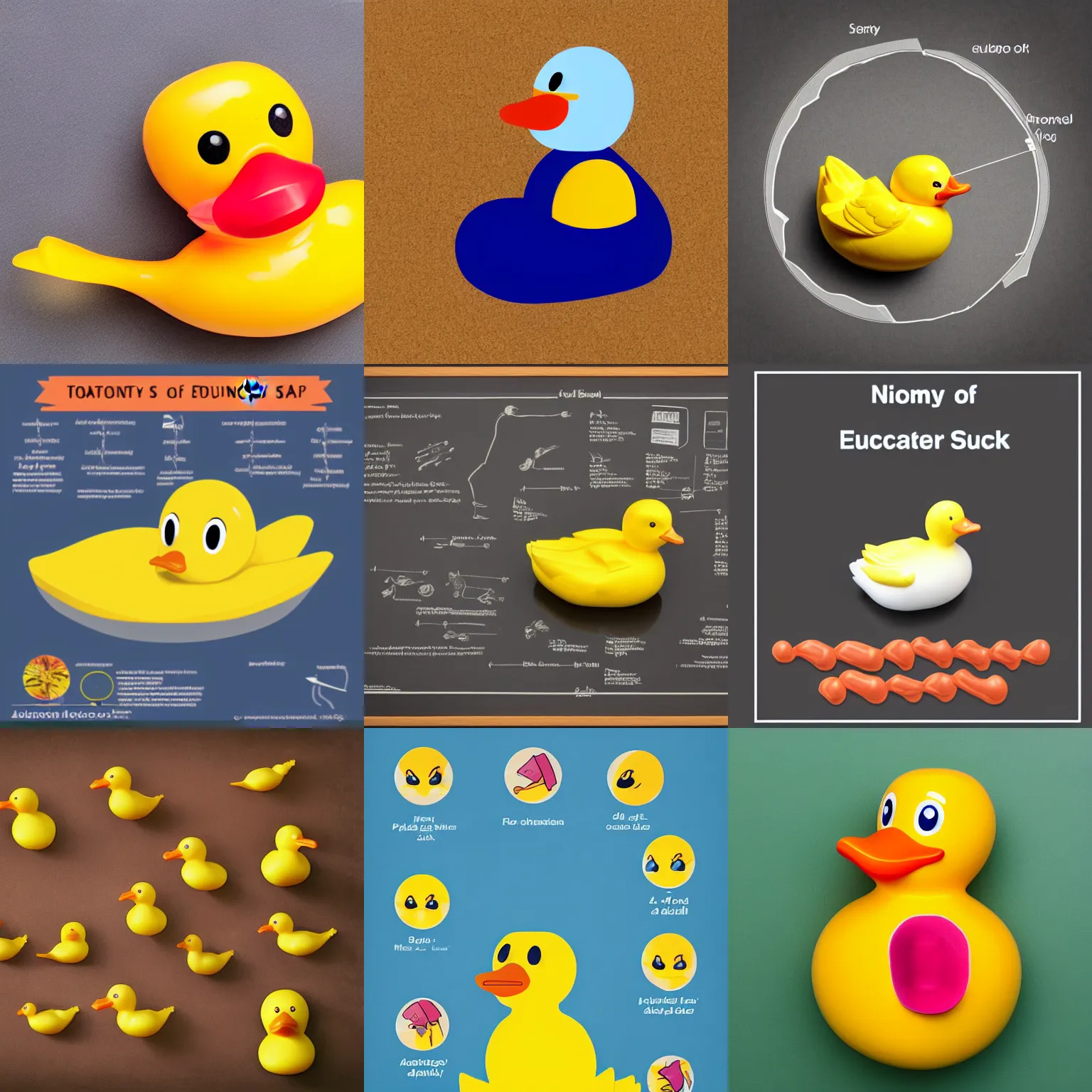 Prompt: anatomy of a rubber duck, educational