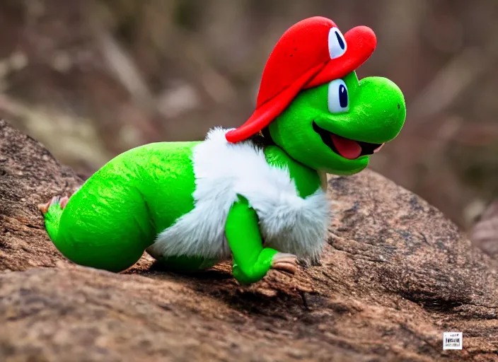 Image similar to national geographic wildlife photo of real life yoshi yoshi in real life in the wild, 8 k, 8 5 mm f 5. 6