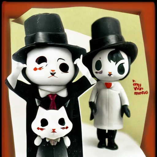 Image similar to A film noir in the style of Dr Caligari featuring the Sylvanian family