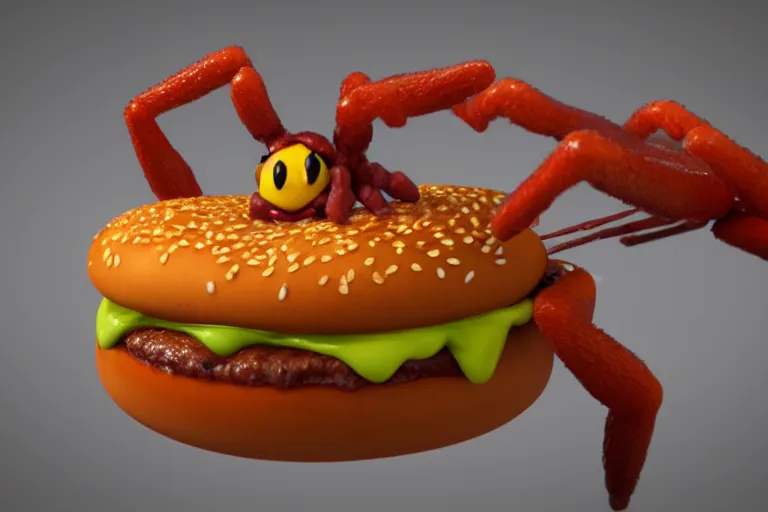 Image similar to cgsociety contest winner, 3 d product render of the hot new spider mcnugget from mcdonalds, ad for delicious spider nugget