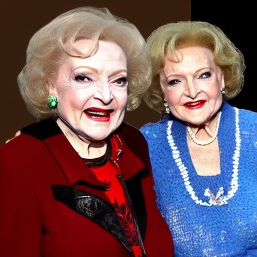 Prompt: betty white hanging out with the devil