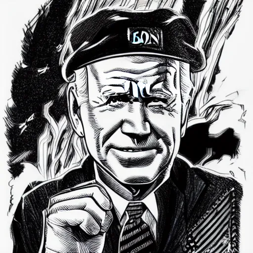 Prompt: Joe Biden doesn’t know where he is, lost. illustration concept art in the style of Arthur Adams