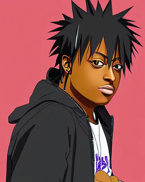Prompt: juice wrld rapper rockstar legend highly detailed photo realistic naruto award winning character design digital art
