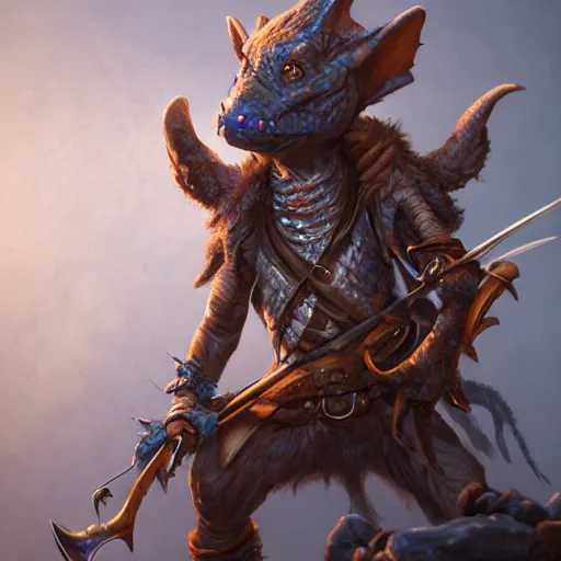 Prompt: kobold bard, highly detailed, d & d, fantasy, highly detailed, digital painting, trending on artstation, concept art, sharp focus, illustration, global illumination, shaded, art by artgerm and greg rutkowski and fuji choko and viktoria gavrilenko and hoang lap