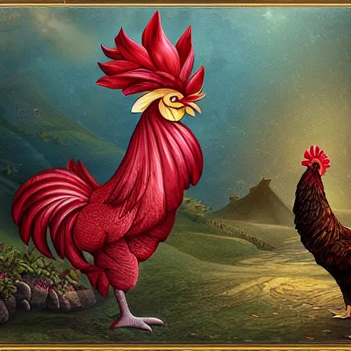 Image similar to ai producing the most popular imaginative and best art ever of a rooster