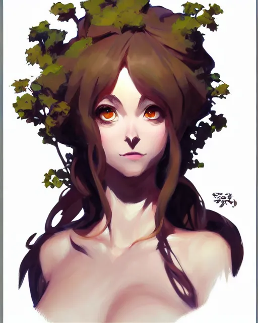 Image similar to greg manchess character concept art of an anime dryad | | anime anime anime, cute - fine - face, pretty face, realistic shaded perfect face, fine details by stanley artgerm lau, wlop, rossdraws, james jean, andrei riabovitchev, marc simonetti, and sakimichan, trending on artstation