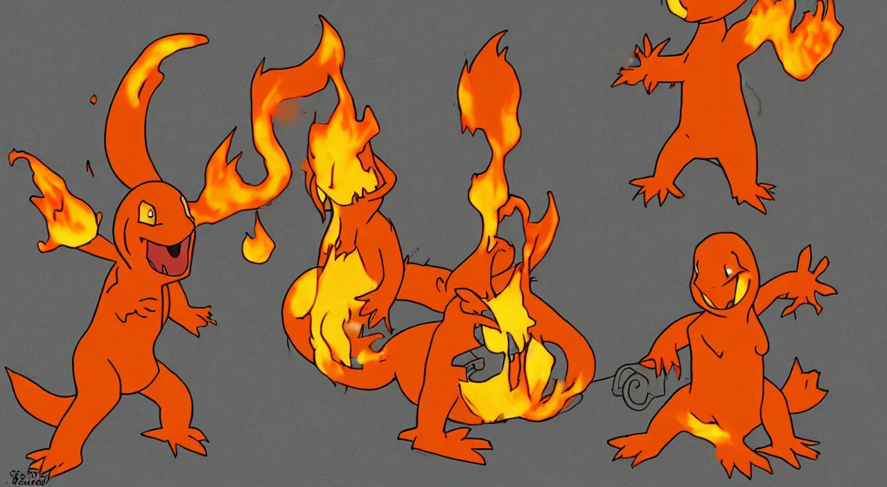Prompt: Charmander in Hell with a Shotgun