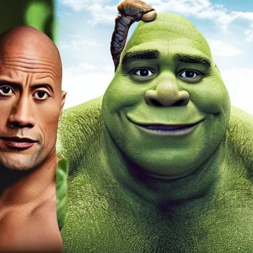 Image similar to dwayne johnson as shrek