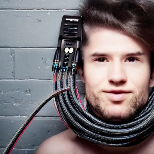 Image similar to person with cable hair electronic music