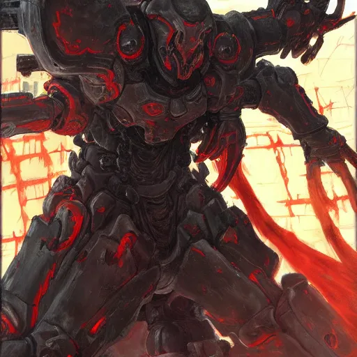 Image similar to doom slayer, painted by tsutomu nihei, painted by stanley lau