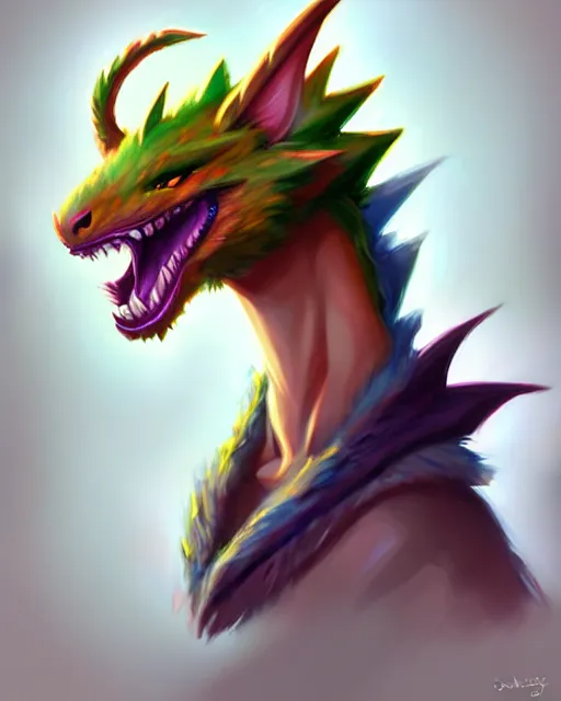 Prompt: character concept art of a cute young male anthropomorphic colorful furry dragon | | cute - fine - face, pretty face, key visual, realistic shaded perfect face, fine details by stanley artgerm lau, wlop, rossdraws, james jean, andrei riabovitchev, marc simonetti, and sakimichan, trending on artstation