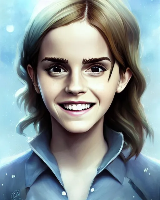 Image similar to beautiful full body Emma Watson smiling, art by Annegret Soltau, lois van baarle and loish and ross tran and rossdraws and sam yang and samdoesarts and artgerm, digital art, highly detailed, intricate, sharp focus, Trending on Artstation HQ, deviantart, unreal engine 5, 4K UHD image, 3D unreal 5, DAZ, hyperrealistic, octane render, cgsociety, Photolab, Lightroom, 4K, Dolby Vision, Photography Award