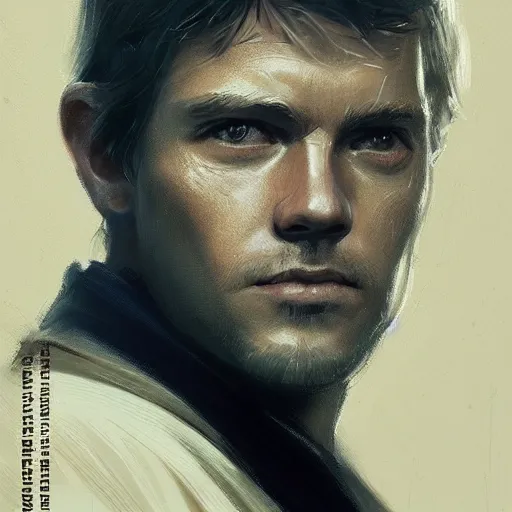 Image similar to portrait of a man by greg rutkowski, old jedi master ben skywalker, star wars expanded universe, he is about 5 0 years old, highly detailed portrait, digital painting, artstation, concept art, smooth, sharp foccus ilustration, artstation hq