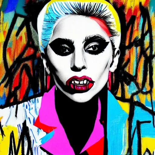 Prompt: lady gaga painted by basquiat