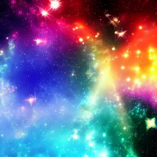 Image similar to anime style hd wallpaper of outer space, intricate auras and glittering stars, warm colors