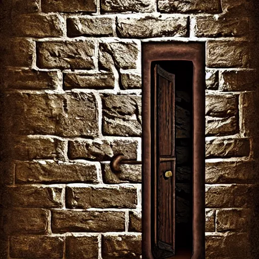 Image similar to concealed door in a dungeon wall, d & d, photo