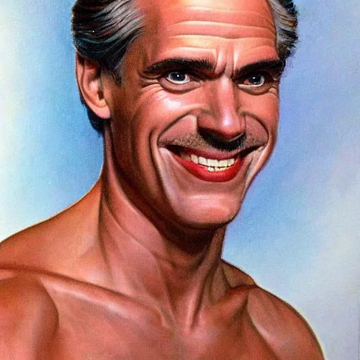 Prompt: portrait of the face of Jordan Peterson smiling sly intricate detailed by boris vallejo