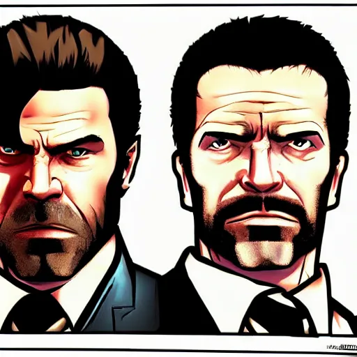 Image similar to max payne and jc denton from deus ex, buddy cop movie poster