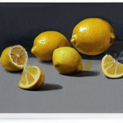 Image similar to lemon fruit as gigachad working out by greg rutkowski