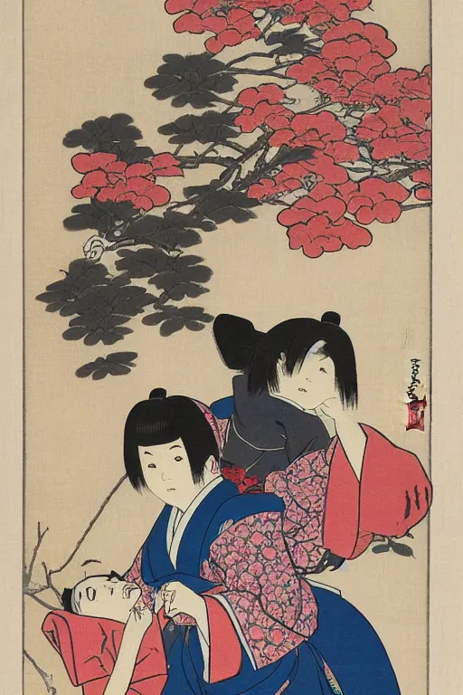 Image similar to Japanese woodblock print of real girl dora the explorer, hokusai