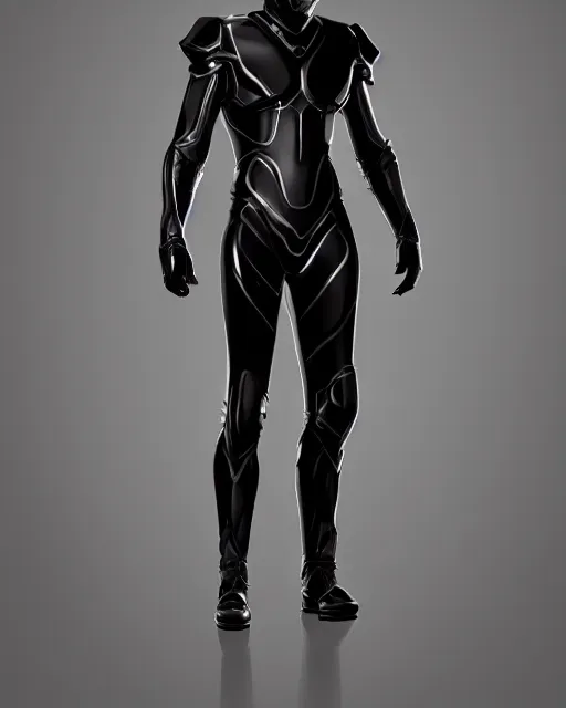 Image similar to iridescent sinewy smooth muscular male sleek glossy black pearlescent scifi armor with smooth black featureless helmet, by thedarkestseason neil nelson, trending on artstation