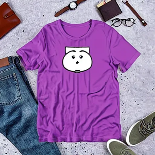 Image similar to a purple t-shirt with a cartoon face