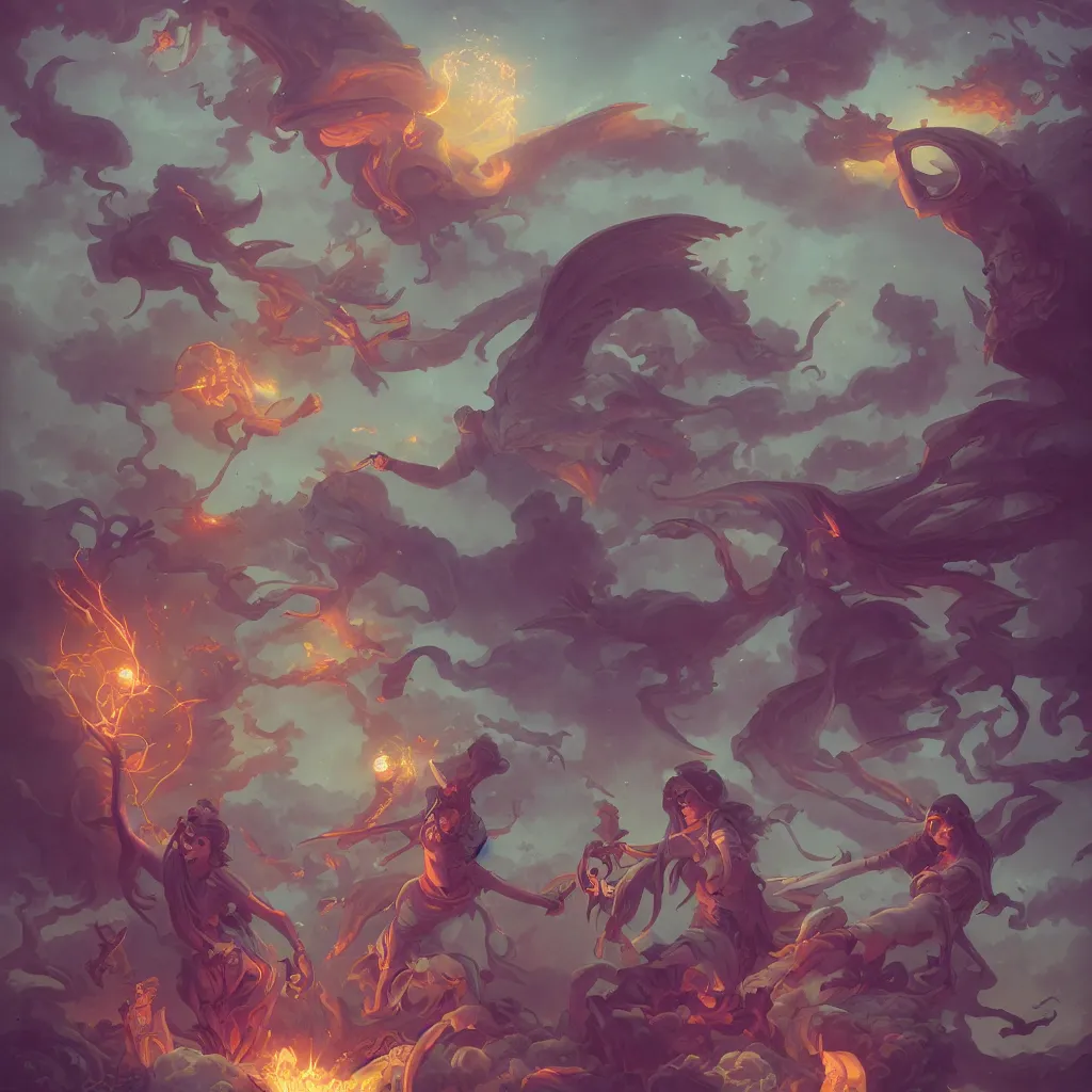 Image similar to tarot by peter mohrbacher and dan mumford and nekro, cgsociety, volumetric light, 3 d render