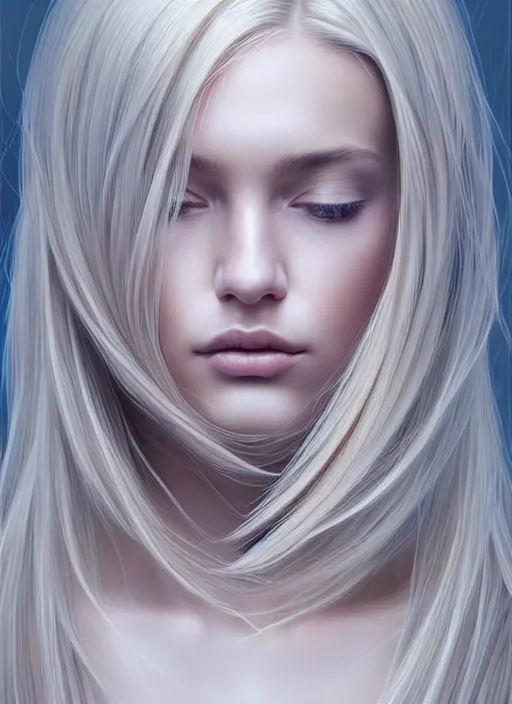 Prompt: symmetry!! portrait of young woman blessed with ever - increasing physical and mental perfection, slice - of - life, realism, luxurious long blonde hair, perfect face!! intricate, elegant, highly detailed, holy perfection!! digital painting, artstation, concept art, smooth, sharp focus, illustration, single subject, art by artgerm and greg rutkowski and alphonse mucha