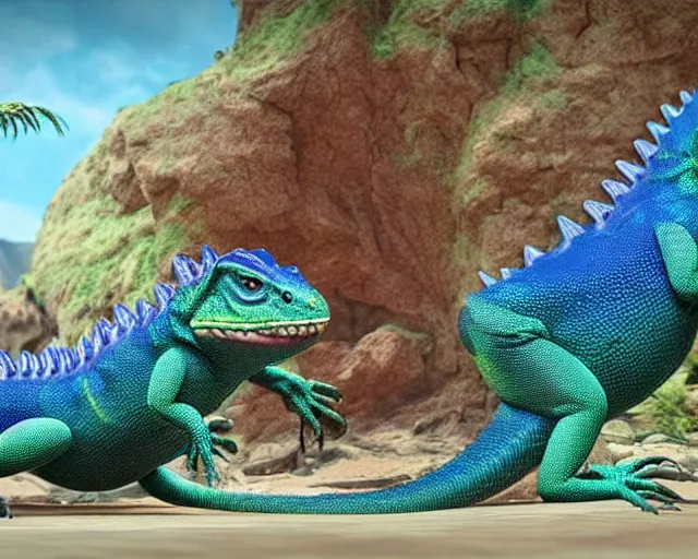 Image similar to of a very beautiful scene. ambient occlusion render. a sweet fat old woman is giving birth to a huge colorful lizard. hyper realistic. 4 k. wide angle. wild. symmetrical face, red mouth, blue eyes. deep focus, lovely scene. ambient occlusion render. concept art. unreal engine.