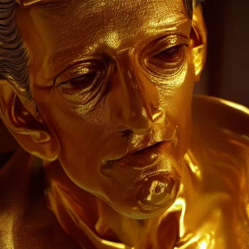 Image similar to hyperrealistic dslr film still of jeff goldblum disguised as gold doubloon, stunning 8 k octane comprehensive 3 d render, inspired by istvan sandorfi & greg rutkowski & unreal engine, perfect symmetry, dim volumetric cinematic lighting, extremely hyper - detailed, incredibly real lifelike attributes & flesh texture, intricate, masterpiece, artstation, stunning