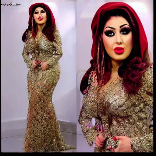 Image similar to portait of ibtissam tiskat moroccan singer in amazing dress, detailed face