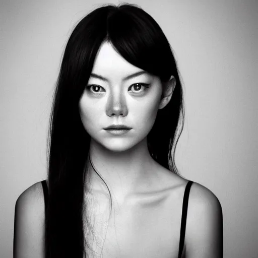 Image similar to a masterpiece portrait photo of a beautiful young woman who looks like a korean emma stone, symmetrical face