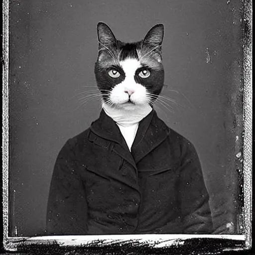 Prompt: guilty cat mugshot, 1 8 0 0 s