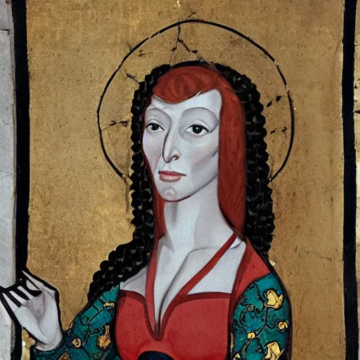 Prompt: a medieval portrait of Evelynn