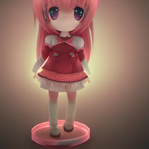 Prompt: cute fumo plush of a girl with a big heart, stylized pbr, subsurface scattering, outline glow, tonemapping, blob anime, bokeh, vray