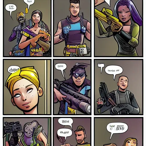 Image similar to fortnite in a comic book