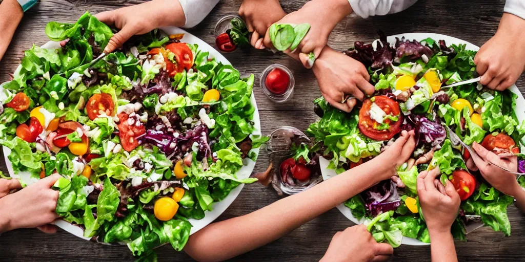 Image similar to huge fat people eating salad