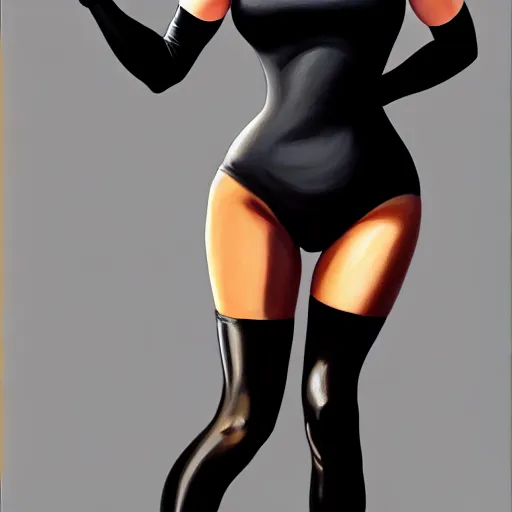 Image similar to a painting of woman wearing black skintight clothes, painting by mark brooks, trending on artstation, artstationHD, artsationHQ