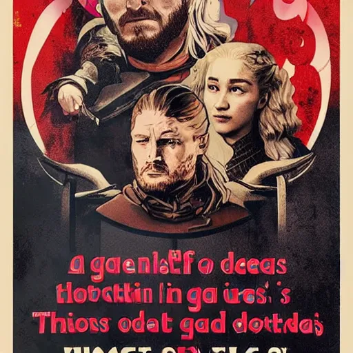 Prompt: propaganda poster warning of the dangers of Game of Thrones, horrible ending, 8k,