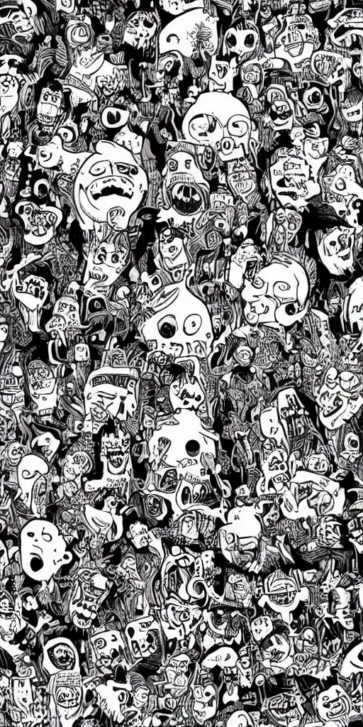 Image similar to lots of little monsters in the style of mcbess