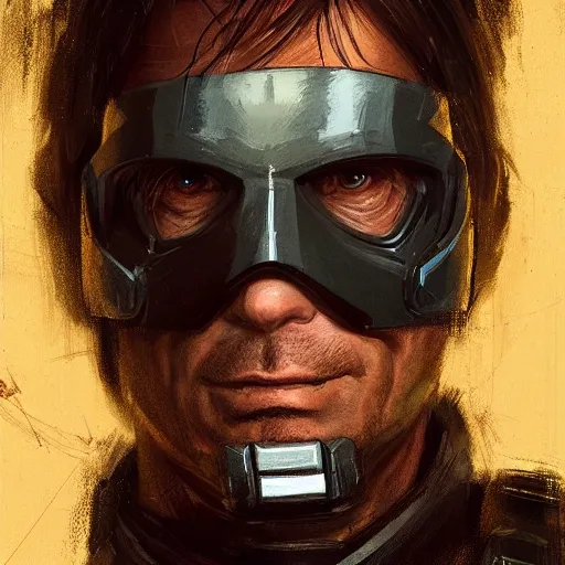 Prompt: portrait of a man by greg rutkowski, he looks like bill paxton, he is wearing a tactical gear and a superhero mask, highly detailed portrait, digital painting, artstation, concept art, smooth, sharp foccus ilustration, artstation hq