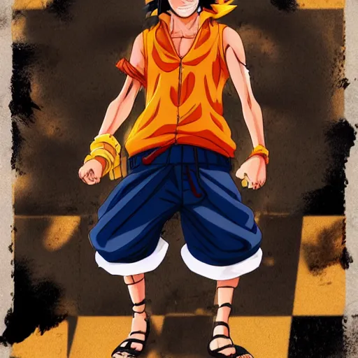 prompthunt: Luffy dressed as naruto , digital art , hyperdetailed