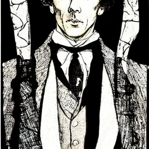 Prompt: sherlock holmes portrait, harry clarke - n 6