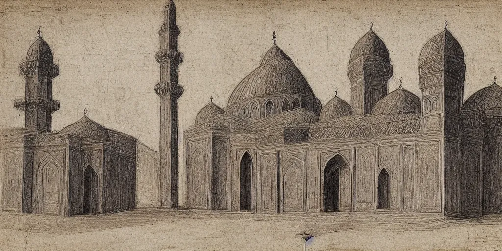 Image similar to : mosque sketch by Leonardo di ser Piero da Vinci