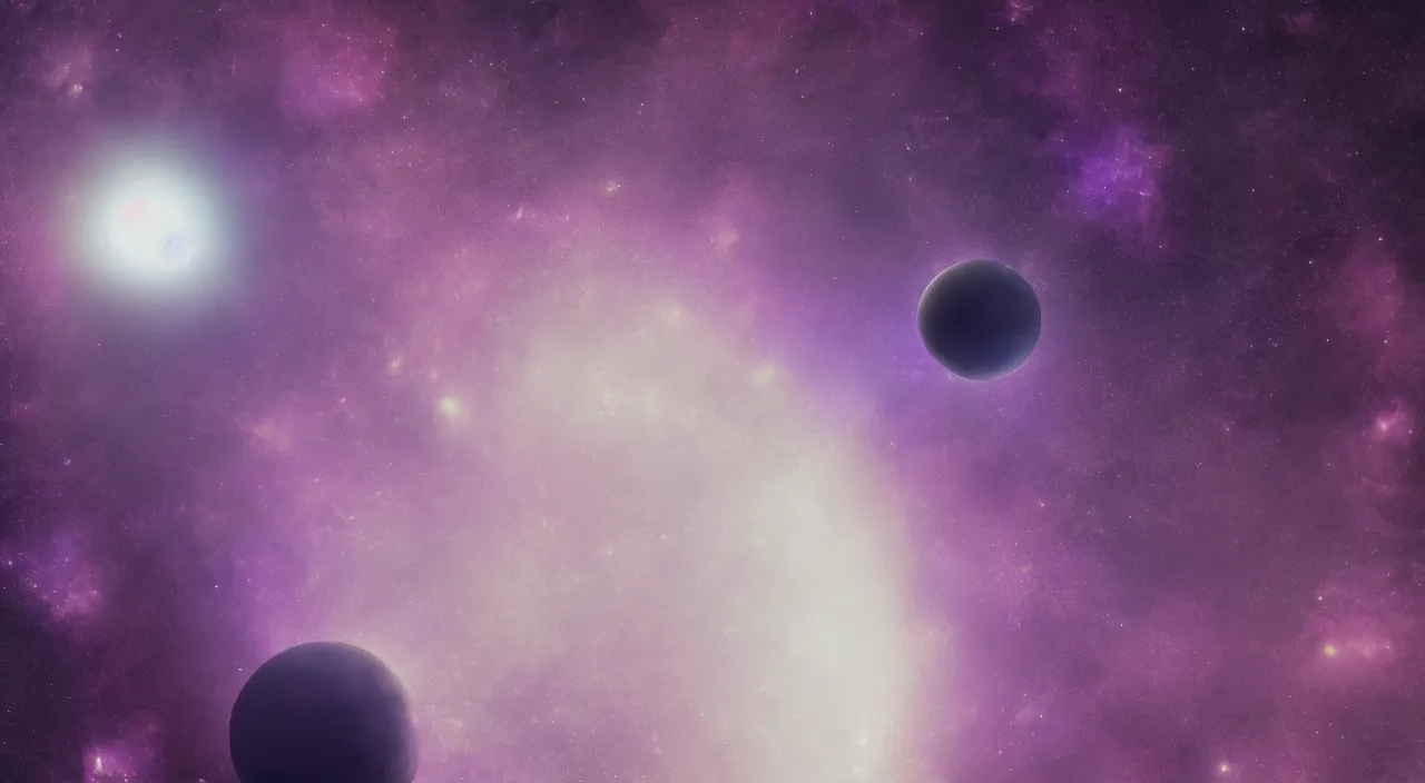 Image similar to a closeup of a lonely purple planet floating alone in the vast darkness of deep space, digital art, photorealistic, detailed, trending on artstation