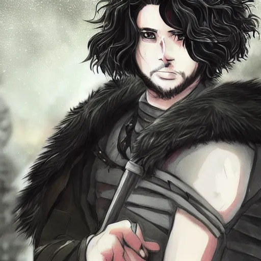 Image similar to an anime style version of jon snow, #art #digitalart artstation hall of fame gallery, editors choice, #1 digital painting of all time, most beautiful image ever created, emotionally evocative, greatest art ever made, lifetime achievement magnum opus masterpiece, the most amazing breathtaking image with the deepest message ever painted, a thing of beauty beyond imagination or words