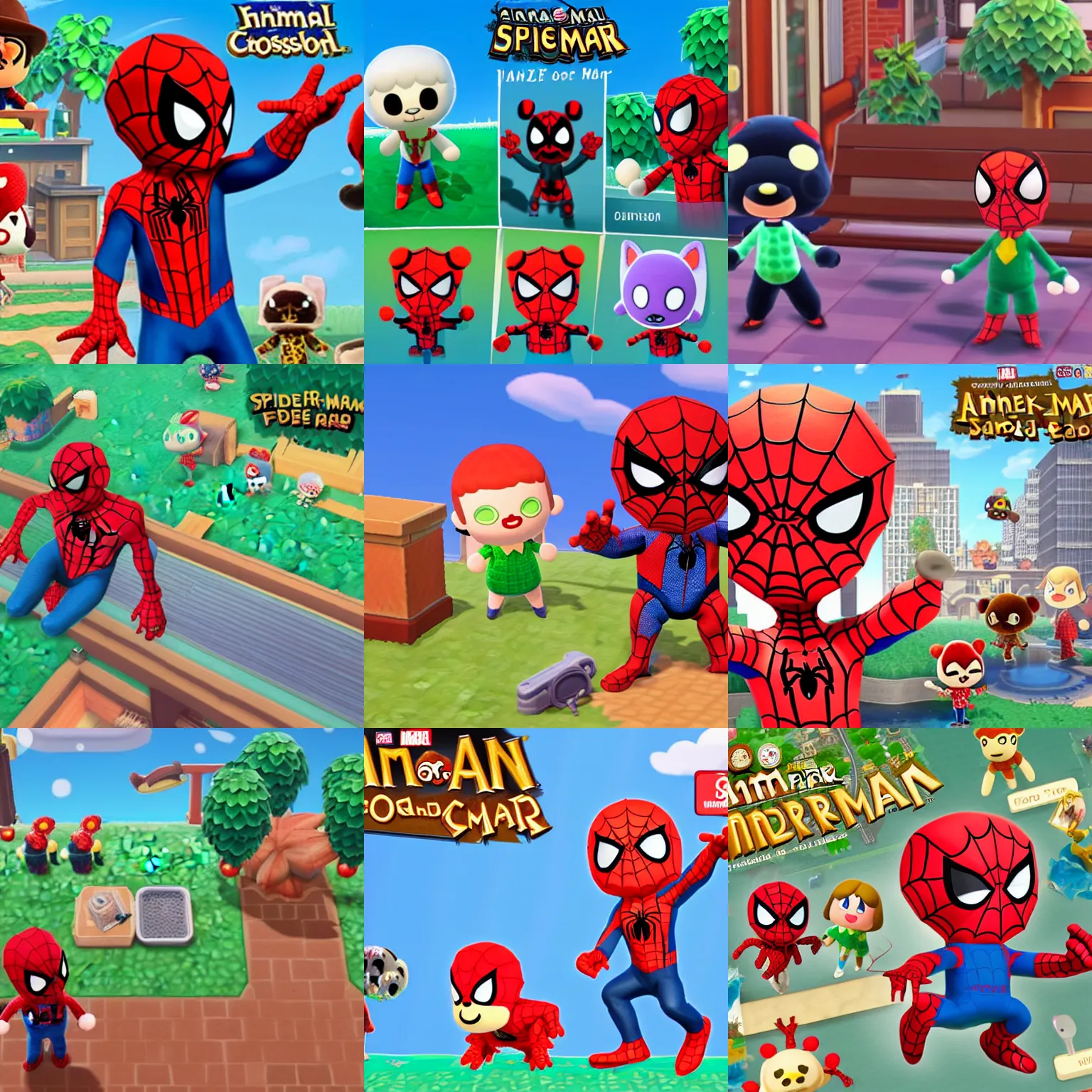 Prompt: spider man in animal crossing
